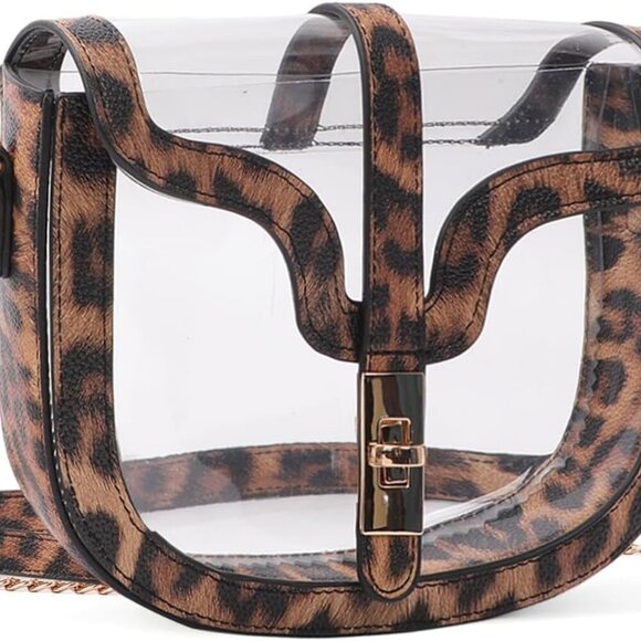 Clear Crossbody Bag for Women Stadium Approved- Vegan Leather See-Through Purse - Picture 1 of 7
